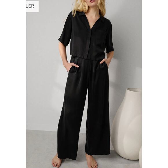 lunya Other - Lunya Split Leg High Rise Washable Silk Pants Immersed Black Size Large